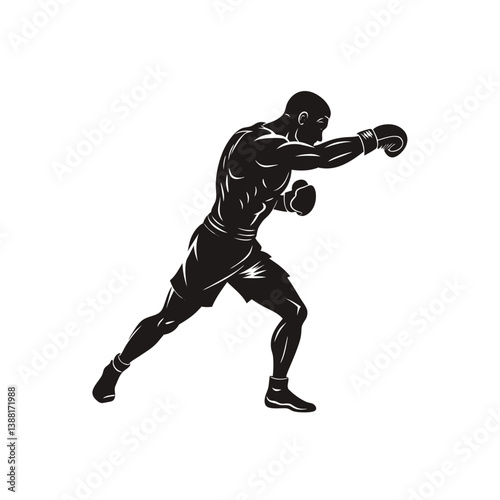 Boxer Punching Silhouette