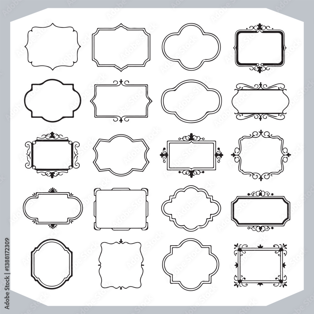 Ornamental and Calligraphic Frames Collection for Vintage Labels and Corner Designs