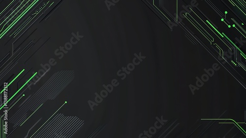 A technological pattern with green lines on a black background, exuding a sense of modernity and innovation, suitable for high - tech, digital, or futuristic - themed designs.