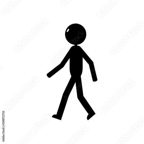 Stickman Walking Silhouette Vector