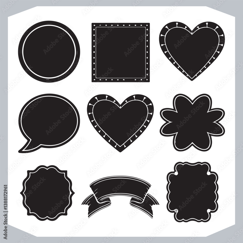 Vintage Labels and Calligraphic Decorative Frames with Ornamental Design Corners
