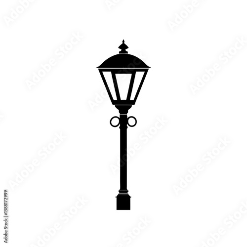Vintage Street Lamp Silhouette Vector