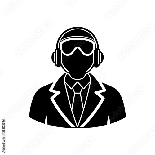 Aviation Pilot Vector Silhouette