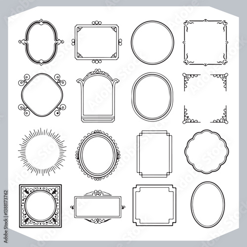 Obraz na płótnie Vintage Labels and Calligraphic Decorative Frames with Ornamental Design Corners w salonie
