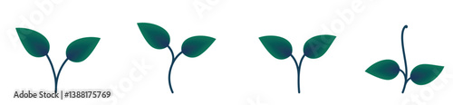 Sprouted plant green gradient illustrations. Nature, spring and planting design elements. Isolated vector images