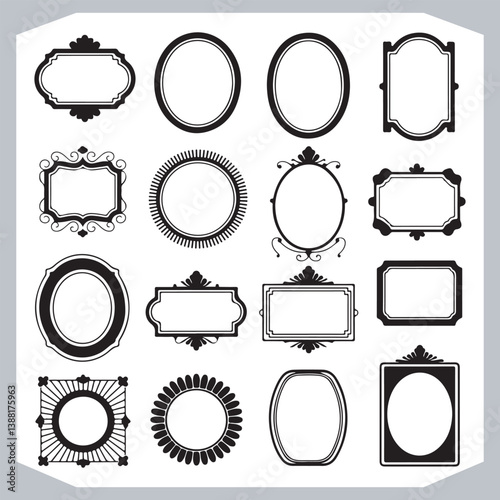 Obraz na płótnie Decorative Calligraphic Ornamental Frames Set for Elegant Vintage Label Designs w salonie
