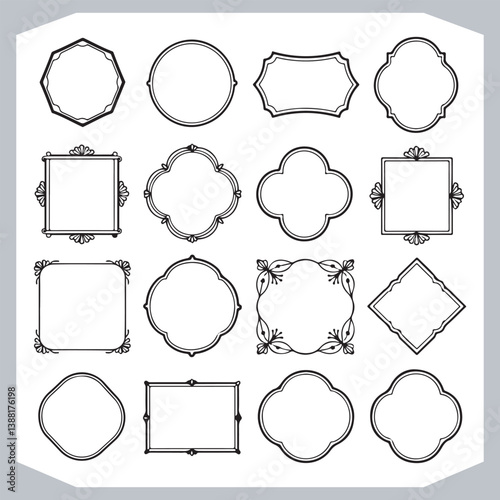 Obraz na płótnie Decorative Calligraphic Ornamental Frames Set for Elegant Vintage Label Designs w salonie