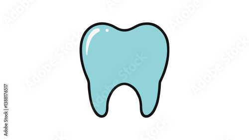 Blue Tooth Icon Representing Dental Care and Oral Health, dental cleanliness in a modern and minimalist style