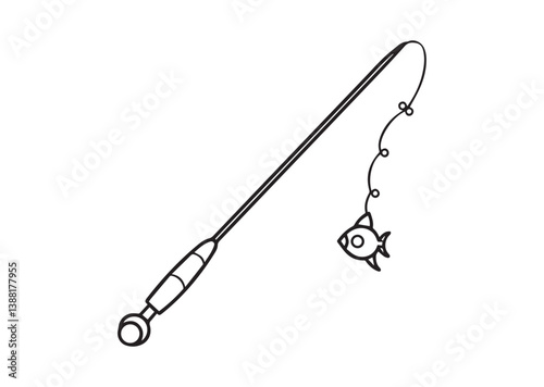 Fishing rod silhouette, fishing rod icon, Fishing rod vector illustration Design