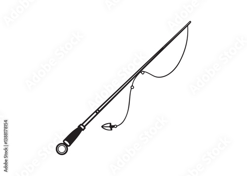 Fishing rod silhouette, fishing rod icon, Fishing rod vector illustration Design