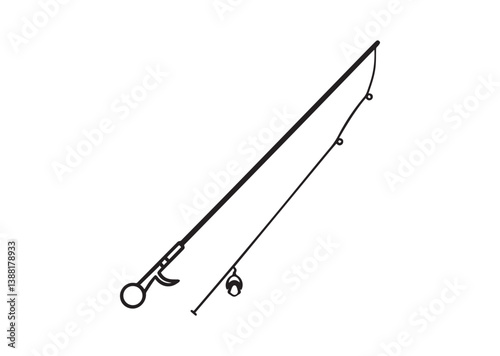 Fishing rod silhouette, fishing rod icon, Fishing rod vector illustration Design