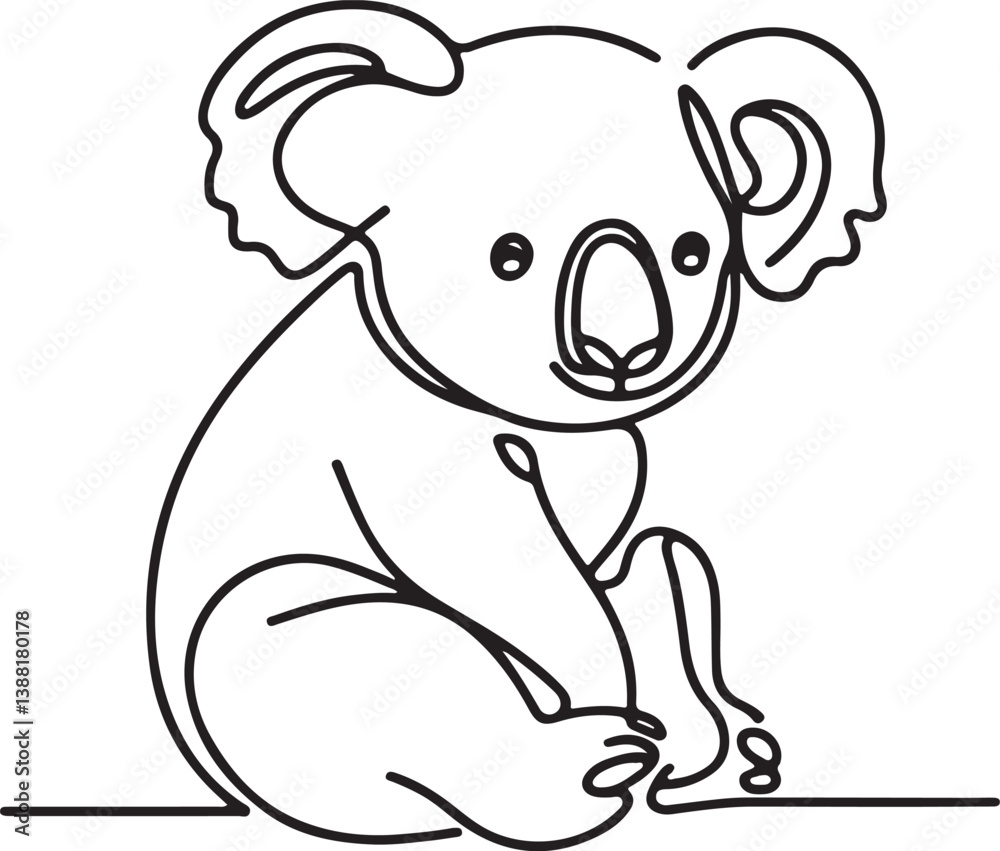 Obraz premium Koala Line Drawing Vector Art
