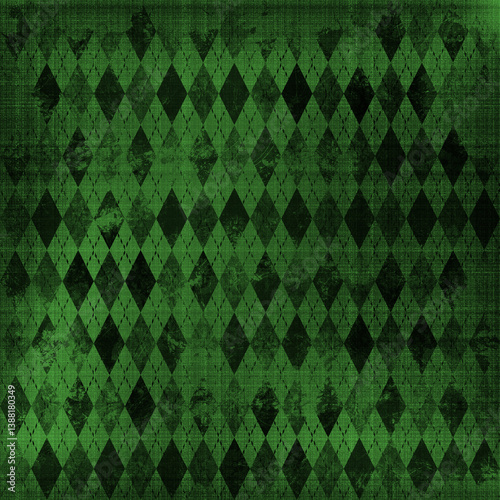 Bild auf Leinwand Seamless green vintage argyle pattern, diamond and harlequin geometric pattern