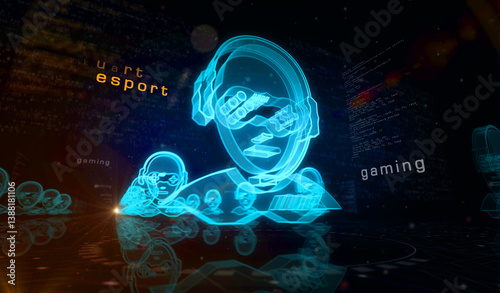 Gamer esport player symbol digital concept 3d illustration