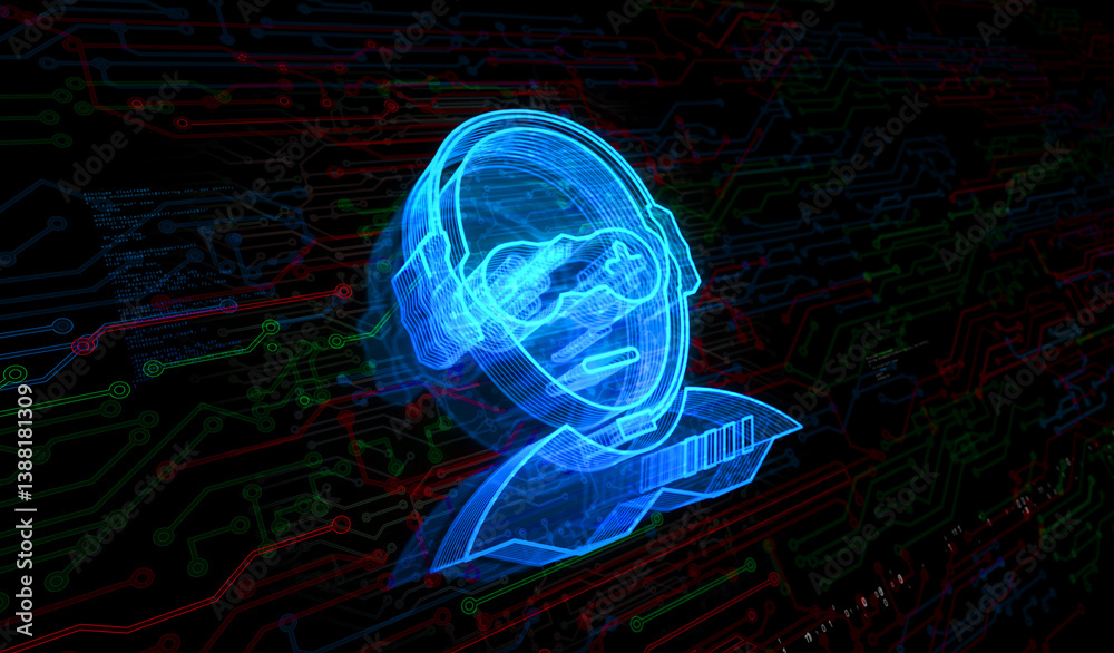 Gamer esport player symbol digital concept 3d illustration