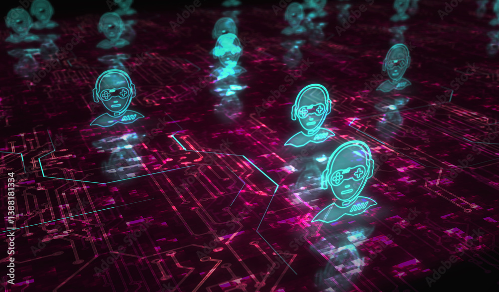 Gamer esport player symbol digital concept 3d illustration