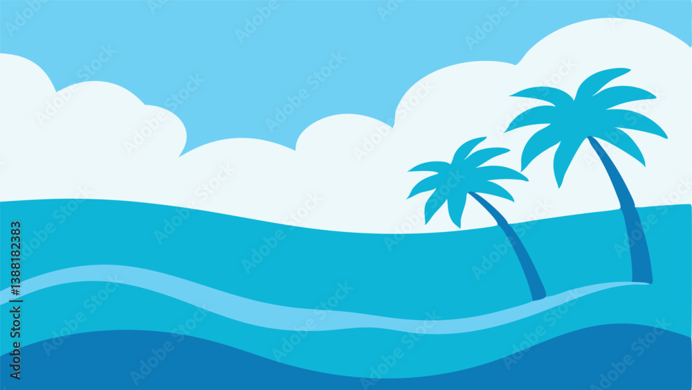 Fototapeta premium Stylized Sea Wave Background Design.