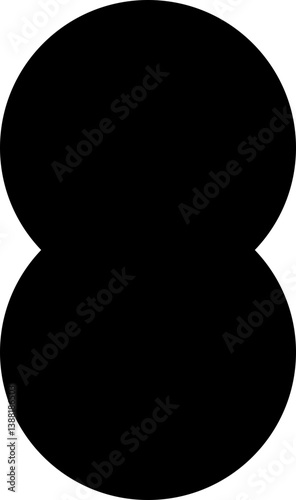Two merged circles with concave sides, forming an abstract black-filled shape.