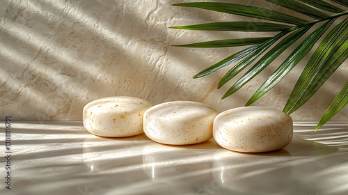 Creamy white spheres soft light wellness product photography