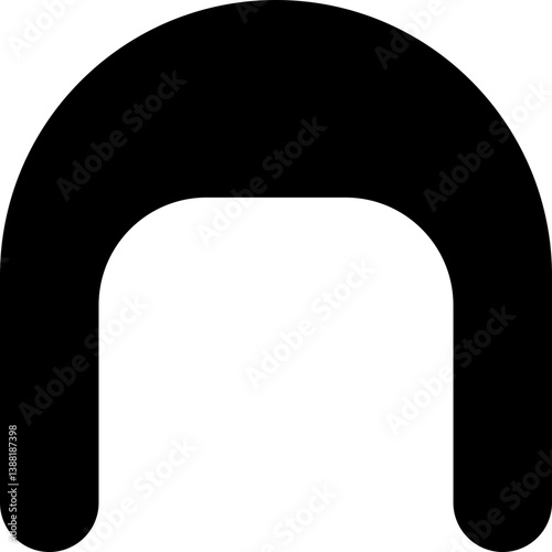 Filled black concave shape with a rounded side and squared concave opposite side.