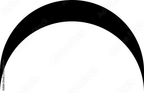 Filled black thin concave shape with hollow feature.