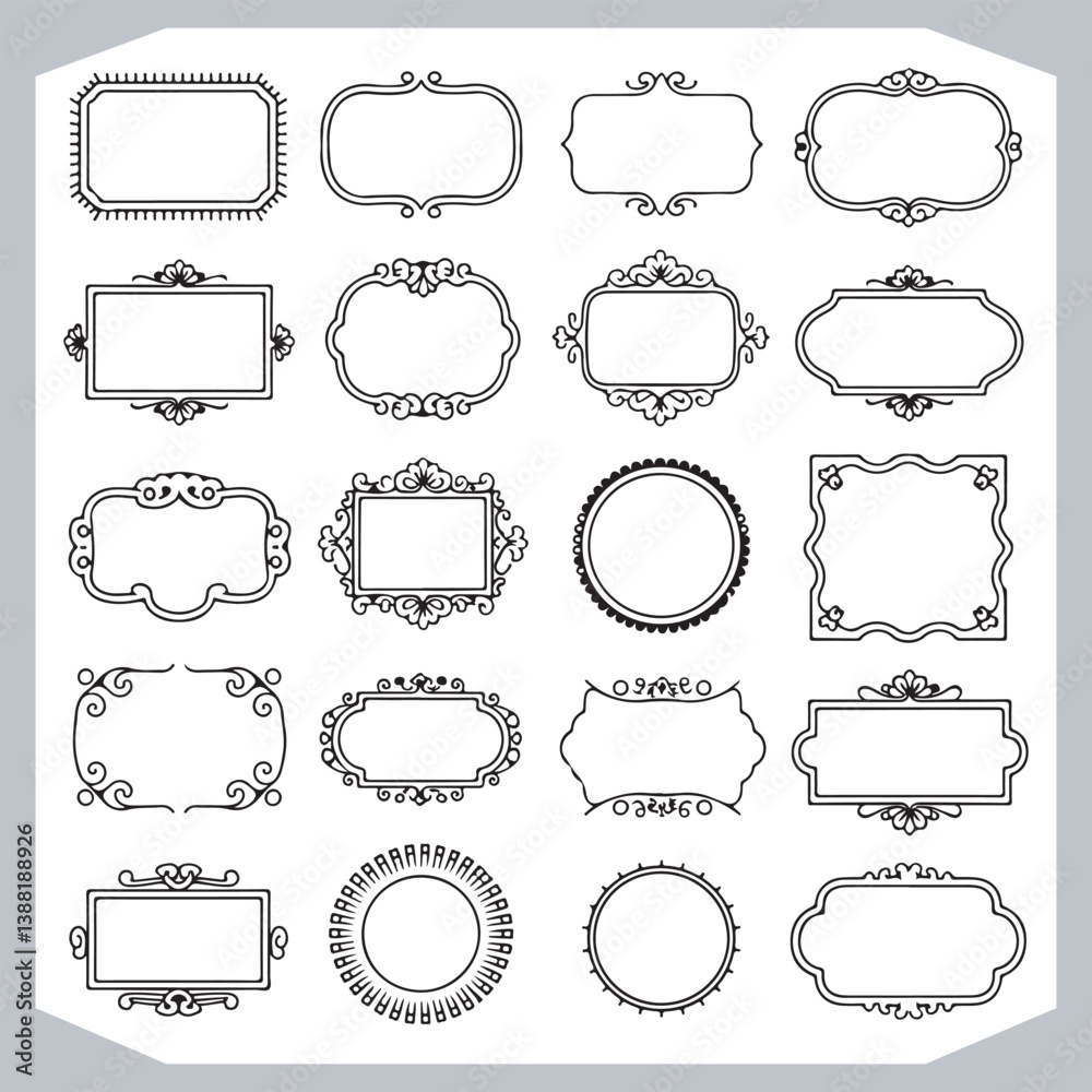 Ornamental Decorative Frames and Calligraphic Label Collection for Vintage Designs