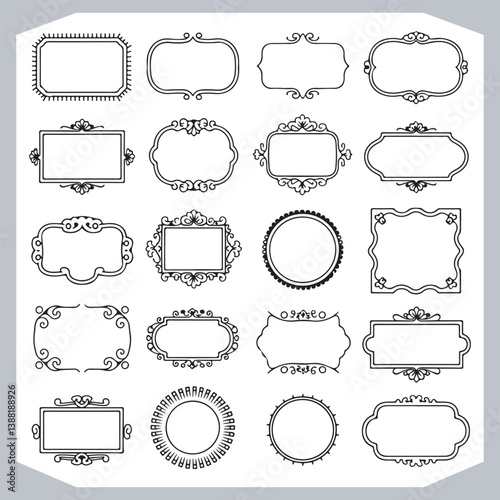 Obraz na płótnie Ornamental Decorative Frames and Calligraphic Label Collection for Vintage Designs w salonie