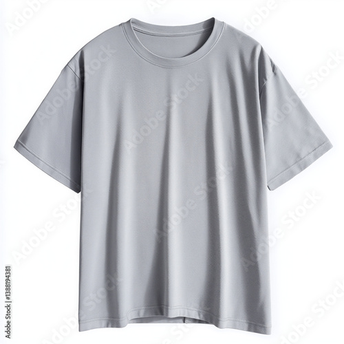 Grey oversized t-shirt casual fashion essential isolated on white background