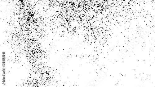 Abstract vector noise. Small particles of debris and dust. Distressed uneven background. Grunge texture overlay with rough and fine grains isolated on white background. Vector illustration.