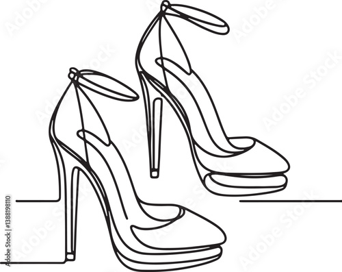 High Heel Shoes Line Drawing | Vector Artwork