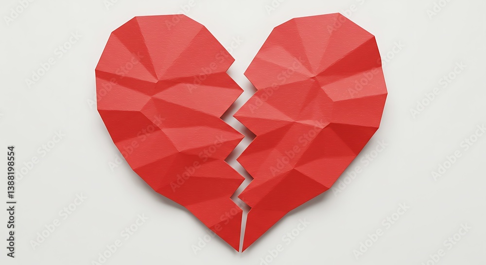 custom made wallpaper toronto digitalShattered Heart: A Red Origami Lament AI Generated