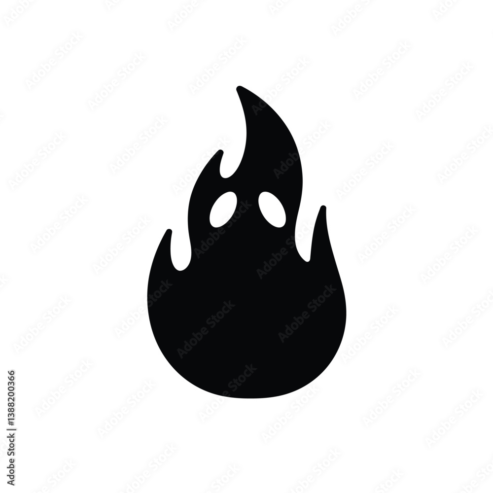Silhouette vector illustration of a Ghost Flame icon on a white background Silhouette vector illustration of a Ghost Flame icon on a white background