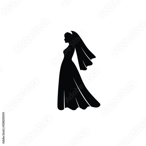 Silhouette vector illustration of a Ghost Bride icon on a white background 