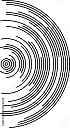 A large shape with irregular concentric semicircles and segments of the circumference designed for ornamentation.