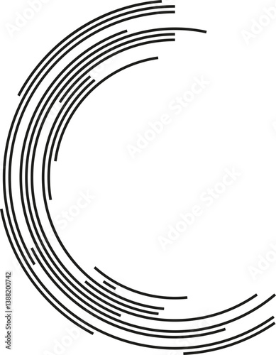 A large shape featuring irregular concentric semicircles and pieces of circles.