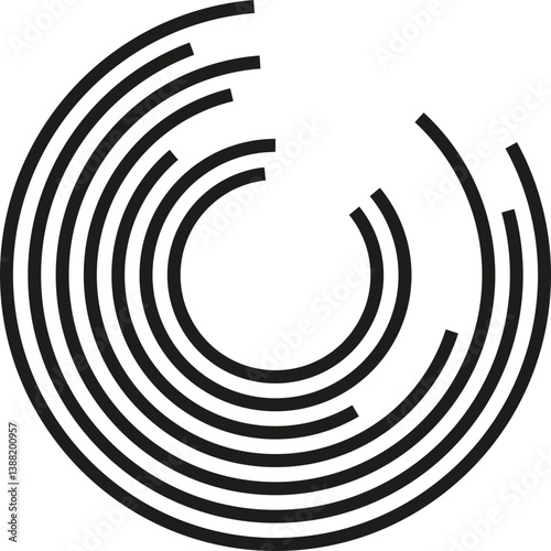 Concentric and irregular incomplete circumferences forming a circular shape.
