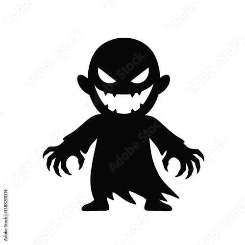Silhouette vector illustration of a Grinning Ghoul icon on a white background 