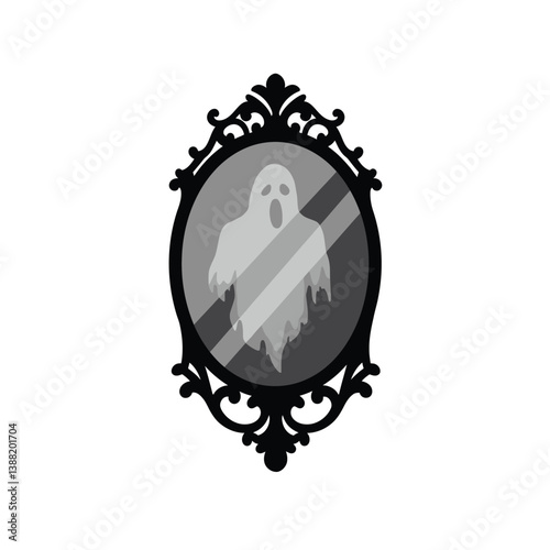 Silhouette vector illustration of a Haunted Mirror icon on a white background