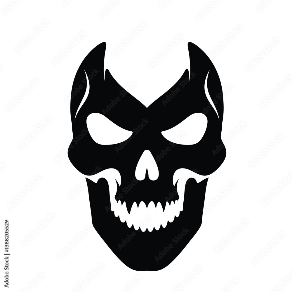 Silhouette vector illustration of a Skull Mask icon on a white background Silhouette vector illustration of a Skull Mask icon on a white background