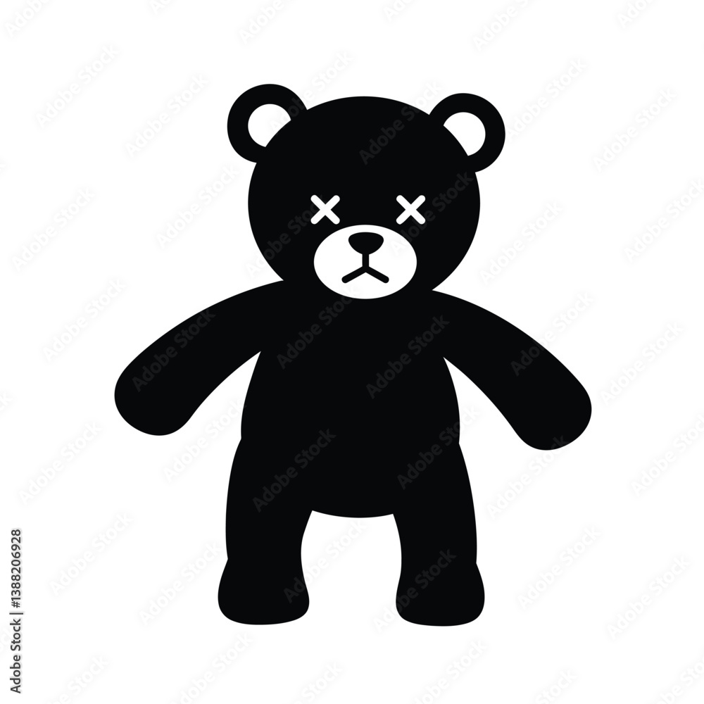 Obraz premium Silhouette vector illustration of a Twisted Teddy icon on a white background 