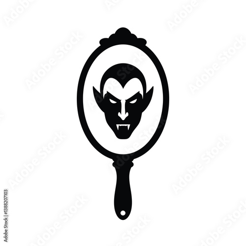 Silhouette vector illustration of a Vampire Mirror icon on a white background 