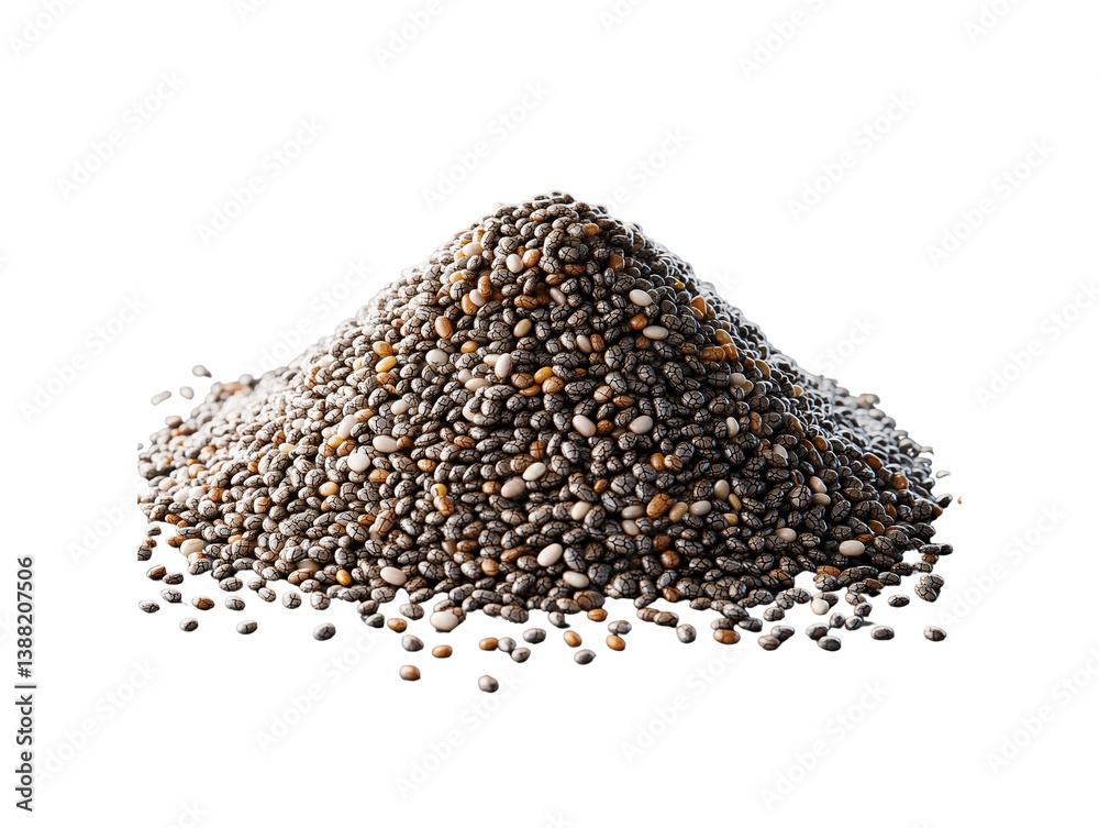 Chia Seeds Isolated on Transparent Background Chia Seeds Isolated on Transparent Background