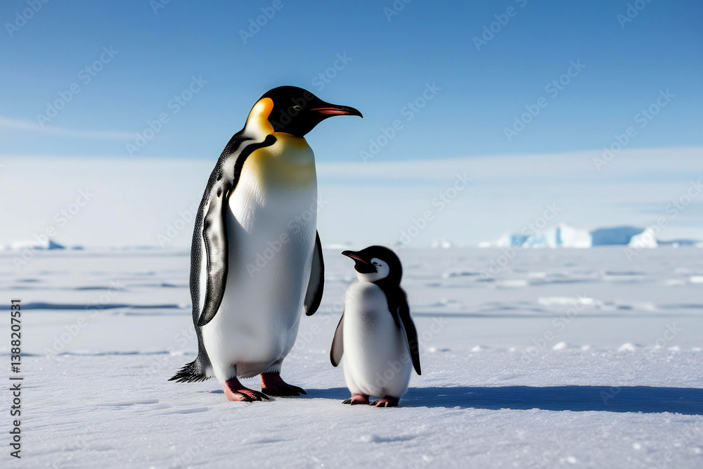 Fototapeta premium emperor penguin baby penguin chick frozen antarc