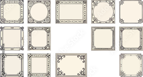 Assorted decorative frames featuring various vintage designs and embellishments.