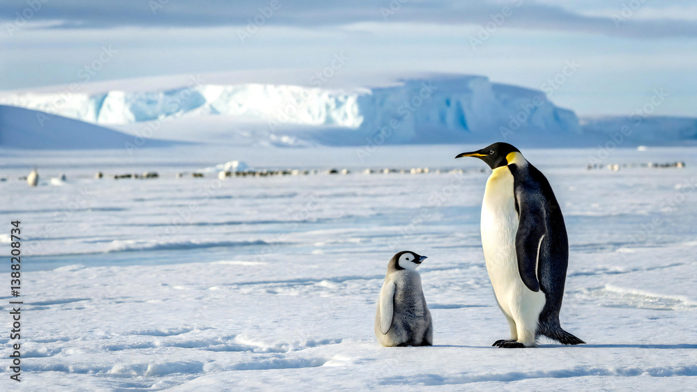 Fototapeta premium emperor penguin baby penguin chick frozen antarc