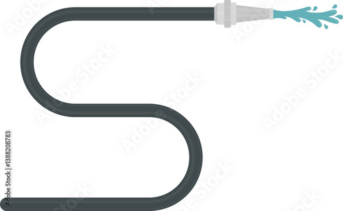 A fireman's hose spraying water following an S-shaped curved path.