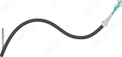 A curved graphic element representing a fireman's hose spraying water in a wave pattern.