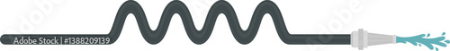 A path depicting a fireman's hose spraying water with both curved and straight sections.