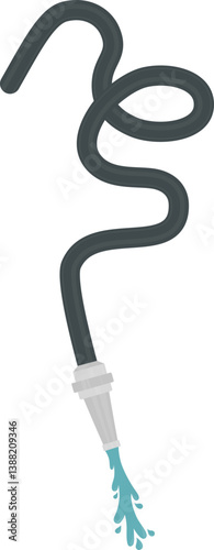 A path depicting a fireman's hose spraying water with one loop and curves.