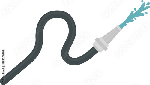 A path depicting a fireman's hose spraying water with one wave.